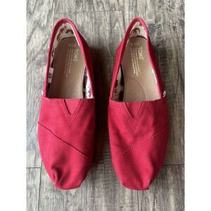 TOMS Classic Alpargatas Women's Canvas Shoes Red Size 9.5 Slip On‎ Flats